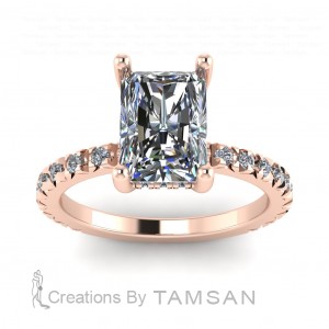 Radiant French Pave Hidden Halo Engagement Ring 2.35Ctw