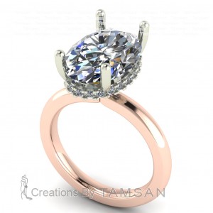 Oval Hidden Halo Engagement Ring 3.20Ctw