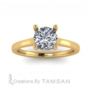 Round Cathedral Solitaire Engagement Ring 0.90Ctw