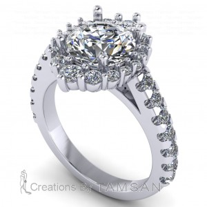 Halo Round Cut Graduating Engagement Ring 2.95Ctw