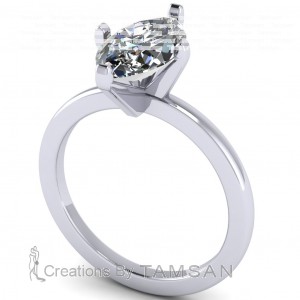 Marquise Peg Head Solitaire Engagement Ring 1.60Ctw