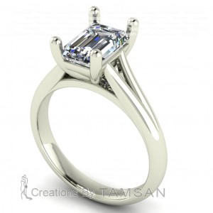 Emerald Solitaire Split Shank Engagement Ring 1.55Ctw