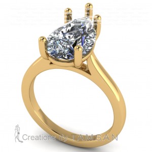 Pear Cathedral Solitaire Engagement Ring 3.70Ctw