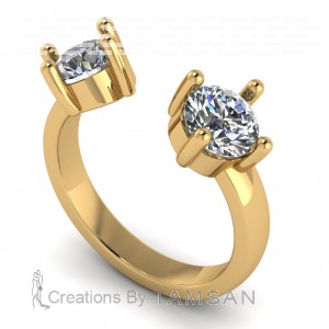 Two Stone Round Cut Open Engagement Ring 1.60Ctw