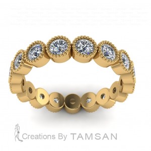 Diamond Round Cut Eternity Ring with Milgrain 1.35Ctw