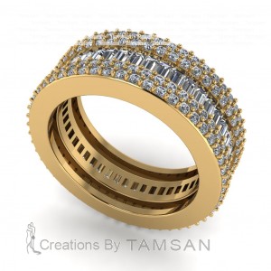Diamond Baguette and Round Eternity Ring 3.90Ctw