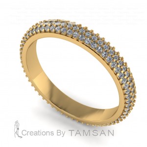Diamond Round Cut 3 Row Eternity Ring 1Ctw