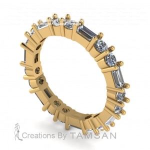 Diamond Baguette and Round Eternity Ring 1.05Ctw