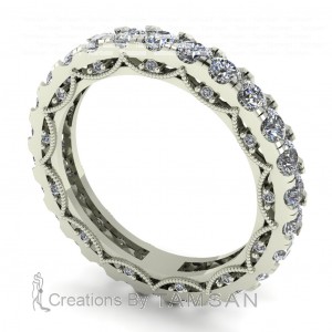 Diamond Round Cut Eternity Ring with Side Gallery 2.20Ctw