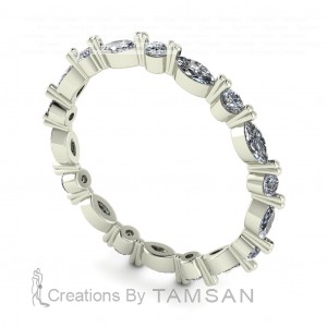 Diamond Marquise and Round Eternity Ring 0.55Ctw