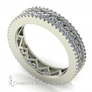 Diamond Round Cut 3 Row Eternity Ring 1.75Ctw