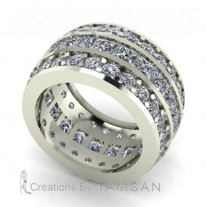 Diamond Princess and Round 3 Row Eternity Ring 8Ctw