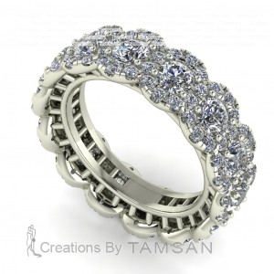 Diamond Round Cut Halo Eternity Ring 3.60Ctw