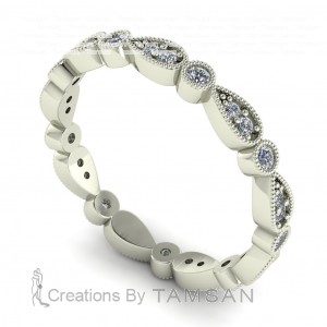 Diamond Round Cut Eternity Ring with Milgrain 0.45Ctw