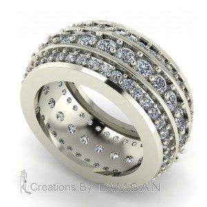 Diamond Round Cut 3 Row Eternity Ring 3.10Ctw