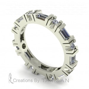 Diamond Baguette and Round Eternity Ring 0.80Ctw