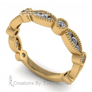 Diamond Round Cut Anniversary Ring with Milgrain 0.45Ctw