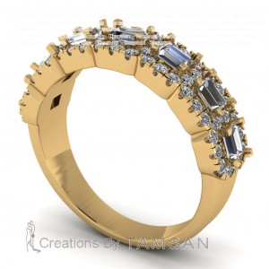 Diamond Anniversary Ring with Baguette Halo 1.05Ctw