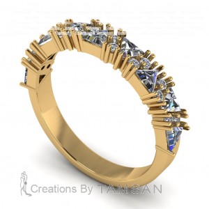Diamond Triangle and Round Anniversary Ring 0.80Ctw