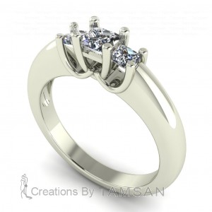 Three Stone Princess Engagement Ring 0.60Ctw