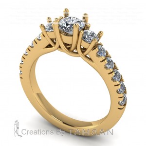 Three Stone Round Cut Engagement Ring 1.25Ctw