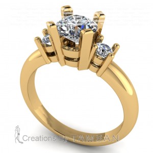 Three Stone Round Cut Engagement Ring 1.10Ctw