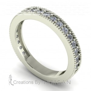 Diamond Round Cut 3 Quarters Anniversary Ring 0.70Ctw