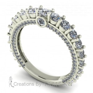 Diamond Round Cut Anniversary Ring with Side Stones 1.95Ctw