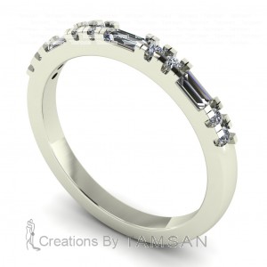 Diamond Baguette and Round Anniversary Ring 0.25Ctw