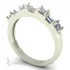 Diamond Baguette and Round Anniversary Ring 0.55Ctw