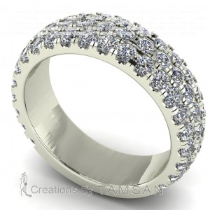 Diamond Round Cut 3 Row Anniversary Ring 2Ctw