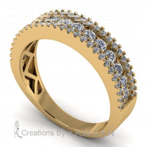 Diamond Round Cut 3 Row Anniversary Ring 0.80Ctw