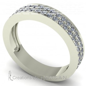 Diamond Round Cut 2 Row Anniversary Ring 0.65Ctw