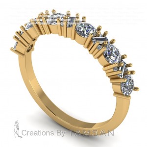 Diamond Baguette and Round Anniversary Ring 1.25Ctw