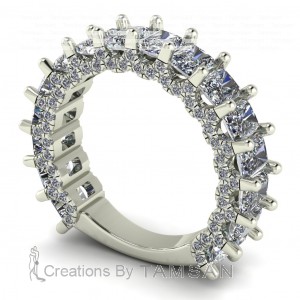 Diamond Radiant and Round Anniversary Ring 3.45Ctw