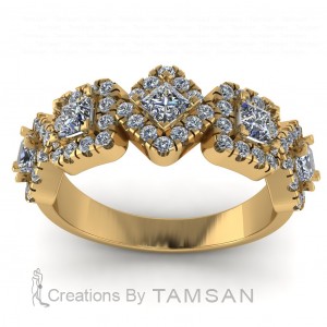 Diamond Princess and Round Anniversary Ring 1.25Ctw