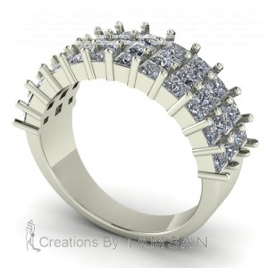 Diamond Princess 3 Row Anniversary Ring 2.60Ctw