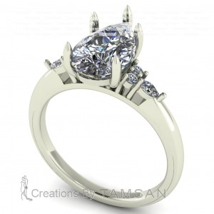 Pear Triplet Marquise and Round Side Stone Engagement Ring 1.85Ctw