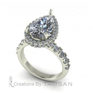 Pear Double Halo Engagement Ring 4.45Ctw
