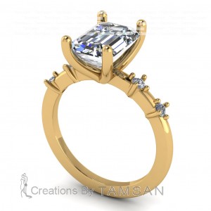 Emerald Side Stone Engagement Ring 2.95Ctw