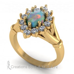 Opal Cluster Engagement Ring