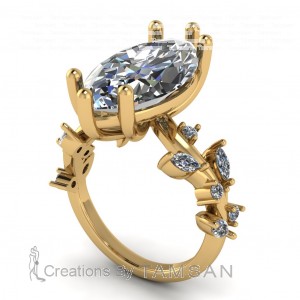 Marquise Tree Branch Engagement Ring