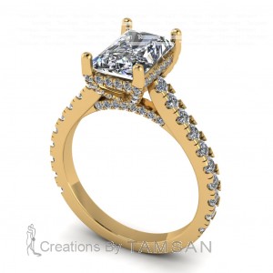 Radiant Pave Cathedral Engagement Ring