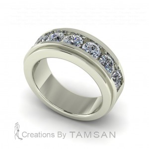 7 Stone Channel Tapered Band