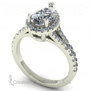 Pear Split Shank Engagement Ring