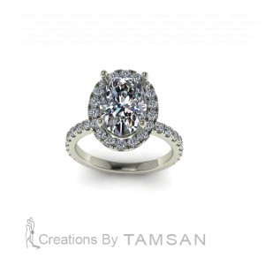 Oval Halo Engagement Ring 3.40Ctw