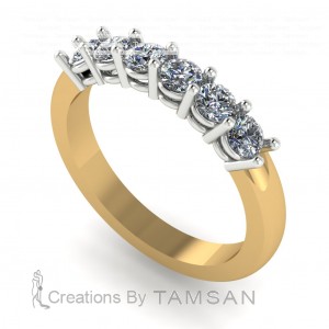 Diamond Round Cut 2 Tone Anniversary Ring 0.65Ctw