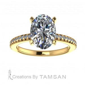 Oval Side Stone Engagement Ring 2.45Ctw