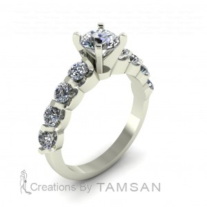 Side Stone Engagement Ring 1.55Ctw