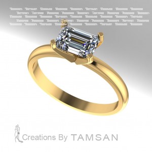 Emerald Solitaire Engagement Ring 0.7